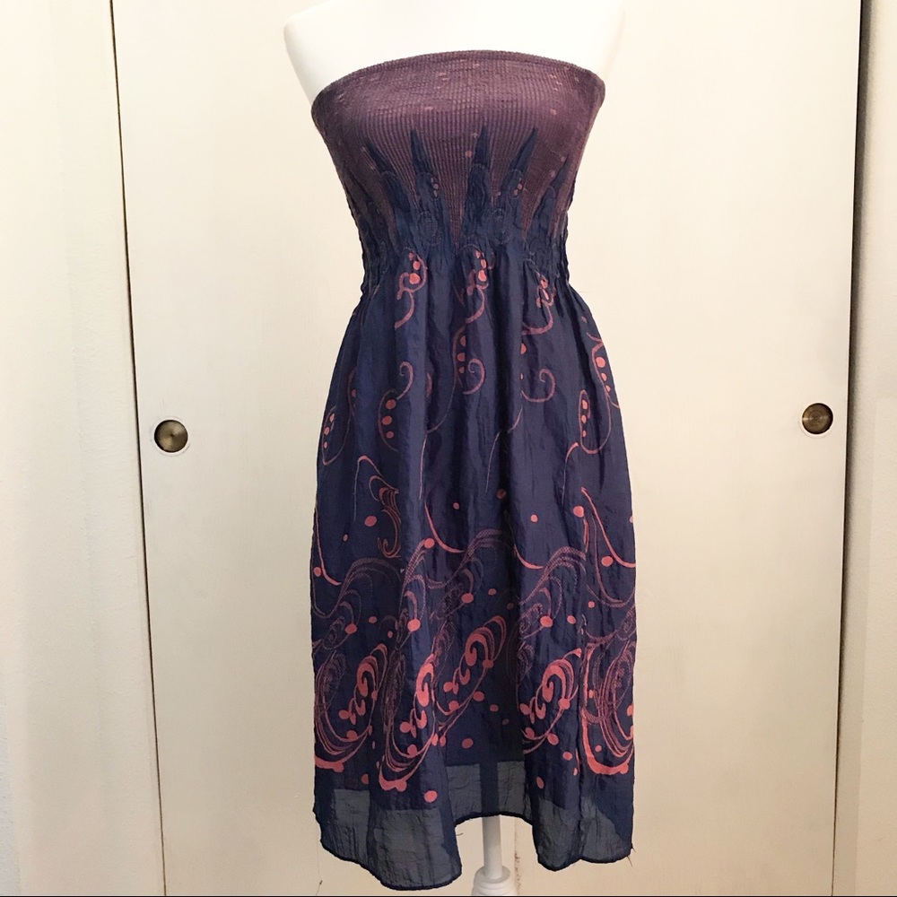 Tube Dress Navy and Rose